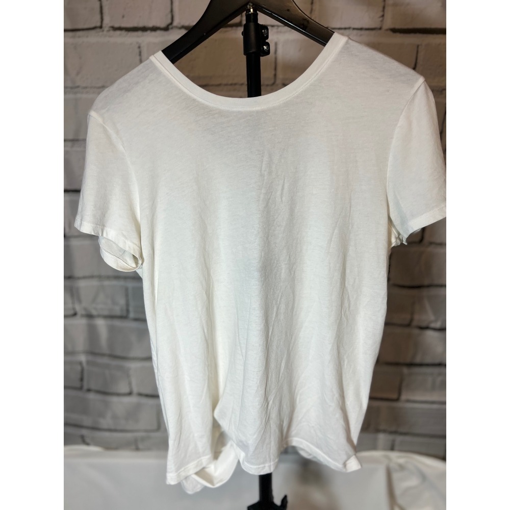 Victoria Sport White Wrap Front Short Sleeve Yoga T-Shirt Womens Large